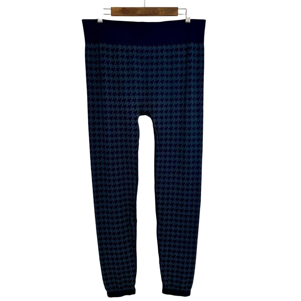 NEW NWOT RHONE Plus Size 2X XXL Navy Blue Houndstooth Seamless Leggings Pants